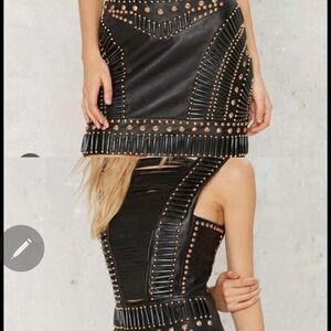Nasty Gal Black Studded Pencil Skirt